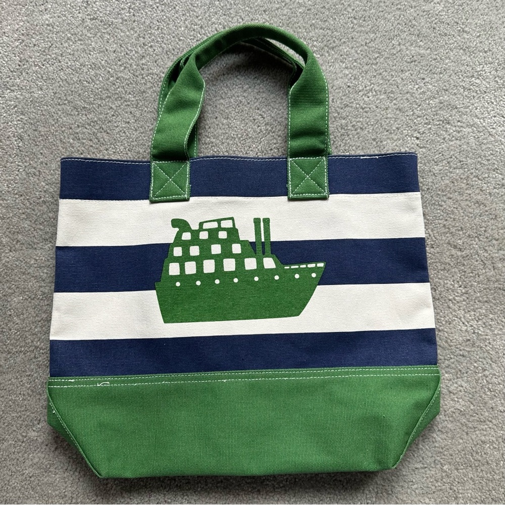 Green and Blue Striped Tote Bag